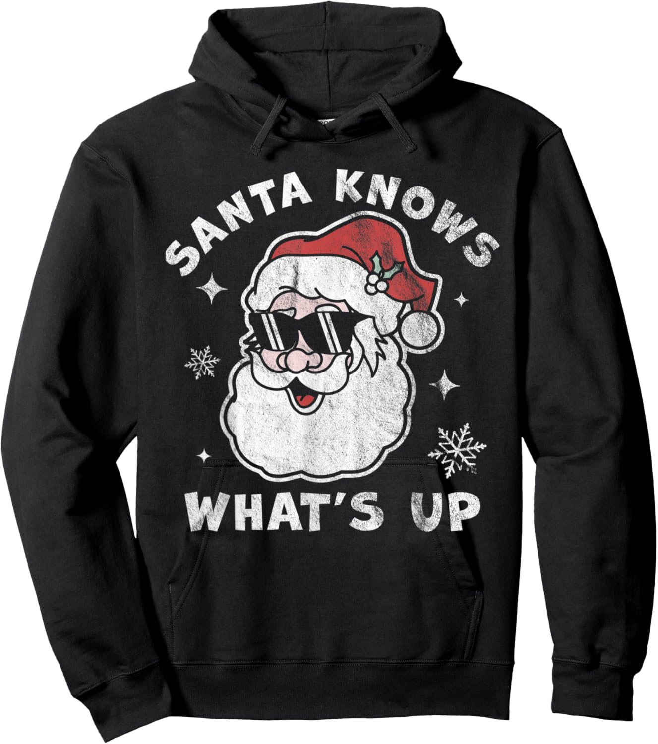 Santa Knows What's Up - Funny Christmas Santa Claus Xmas Hoodie - Hoodie | Black