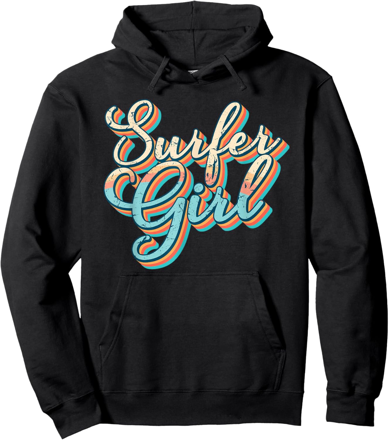 Surfer Girl Women Girls Beach Summer Cool Surfing Retro Surf Hoodie - Hoodie | Black
