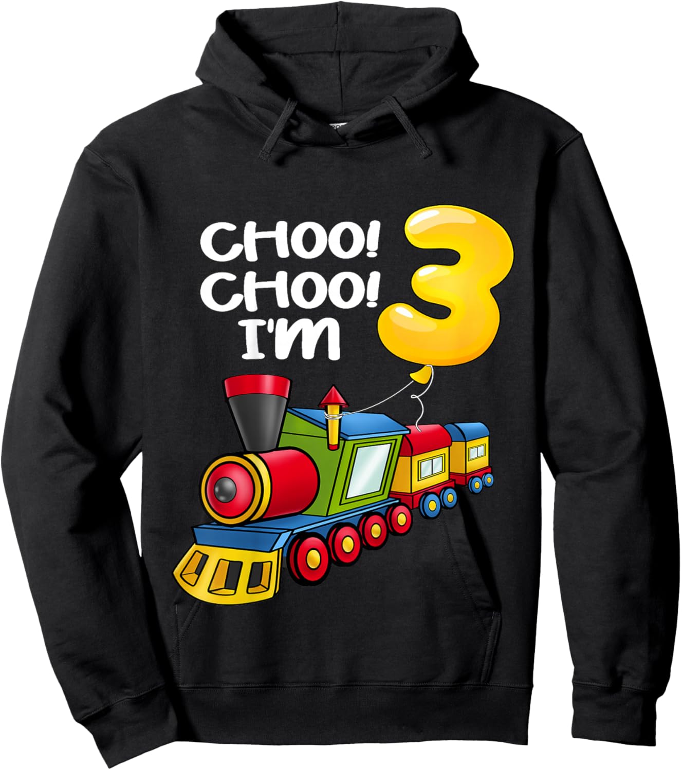 Kids Choo Choo I'm 3 Years Old Locomotive Boys Train 3rd Birthday Hoodie - Hoodie | Black