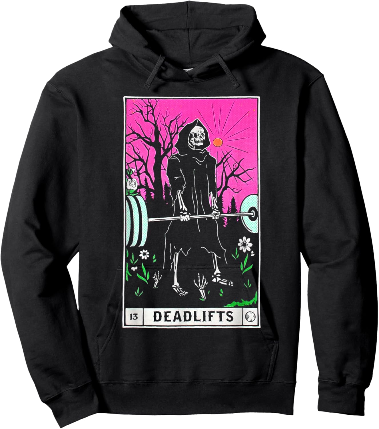 Funny Tarot Card Deadlifts Gym Workout Occult Reader Black - Classic Fit Hoodie - Hoodie | Black