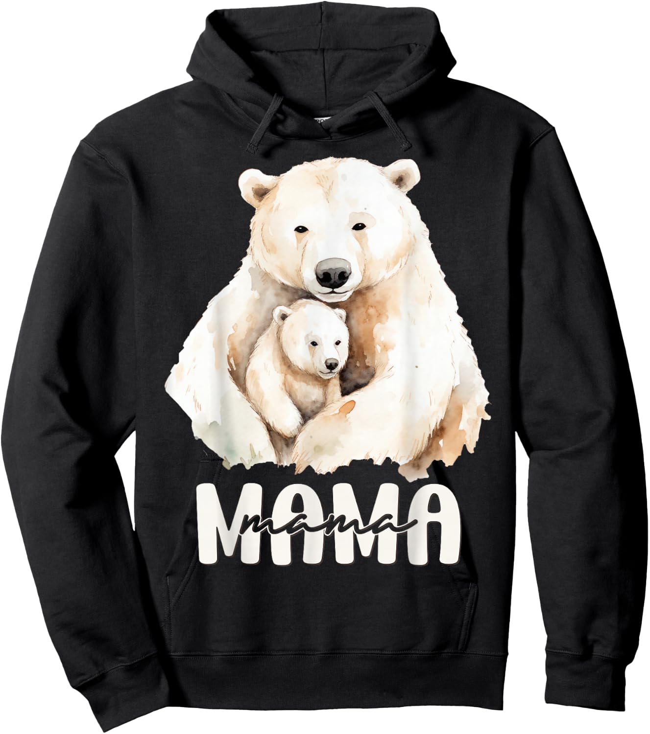 Polar Bear Mama for Mom Mother Mommy Birthday Mothers Day Hoodie - Hoodie | Black