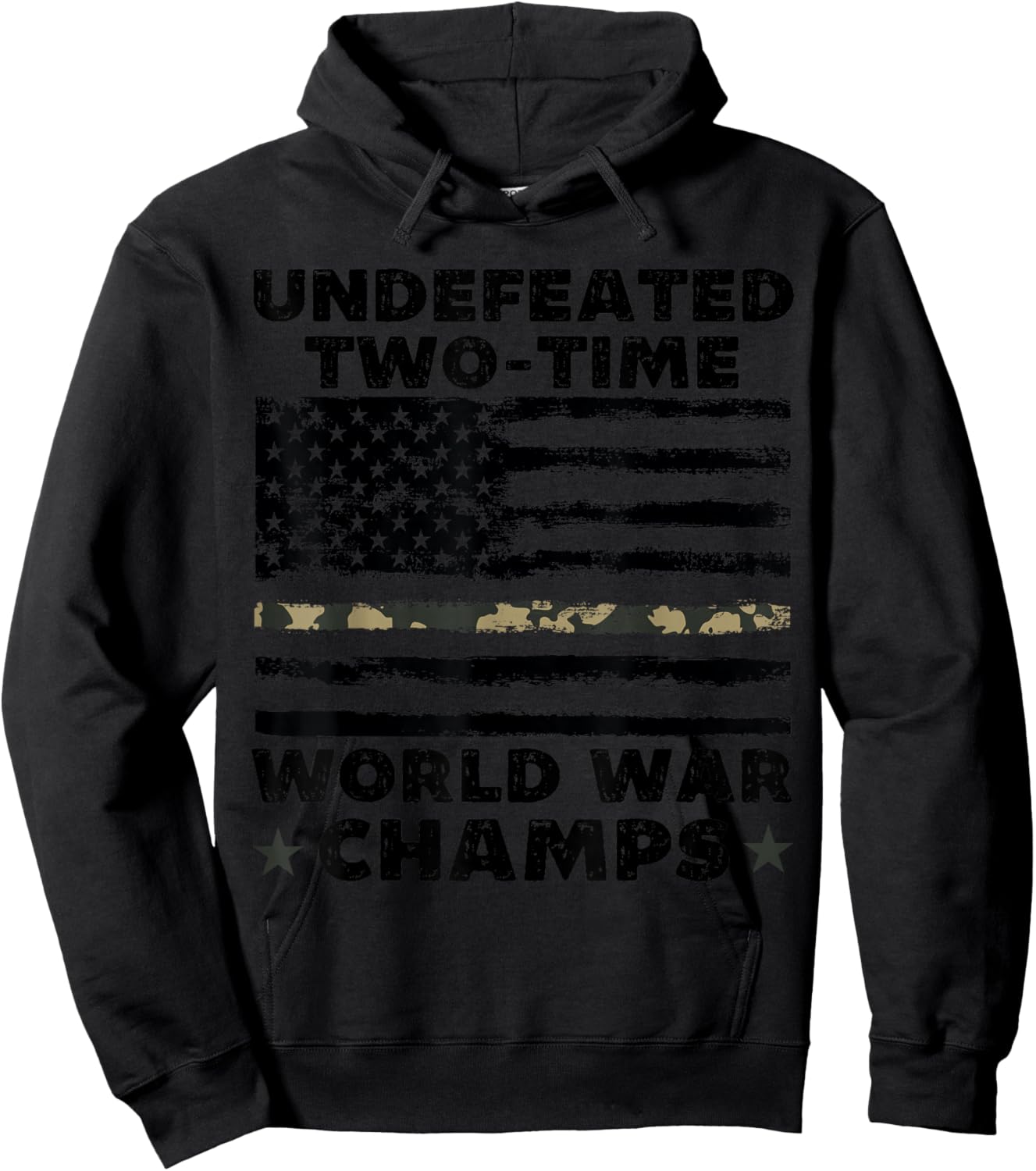 Undefeated World War Champs 4th Of July American Army Flag Hoodie - Hoodie | Black