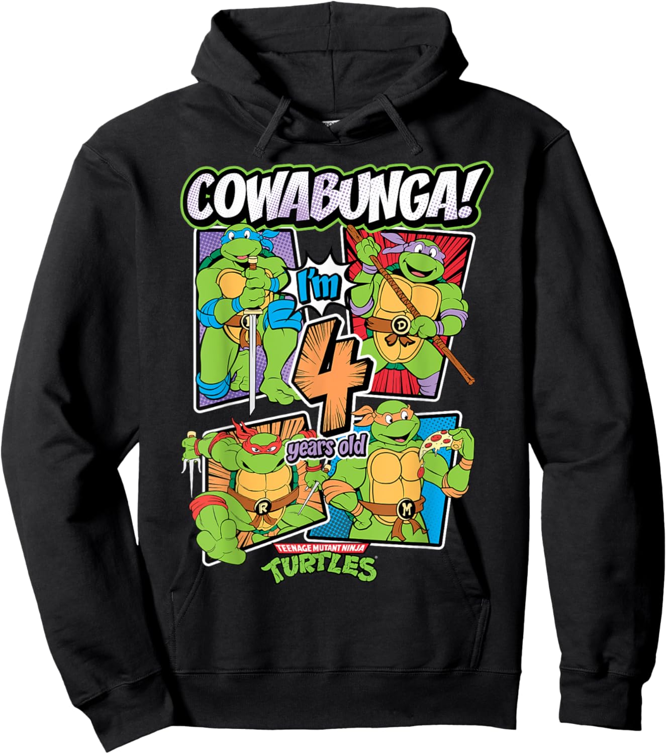 Mademark x Teenage Mutant Ninja Turtles - Cowabunga I'm 4 Years Old Teenage Mutant Ninja Turtles Hoodie - Hoodie | Black