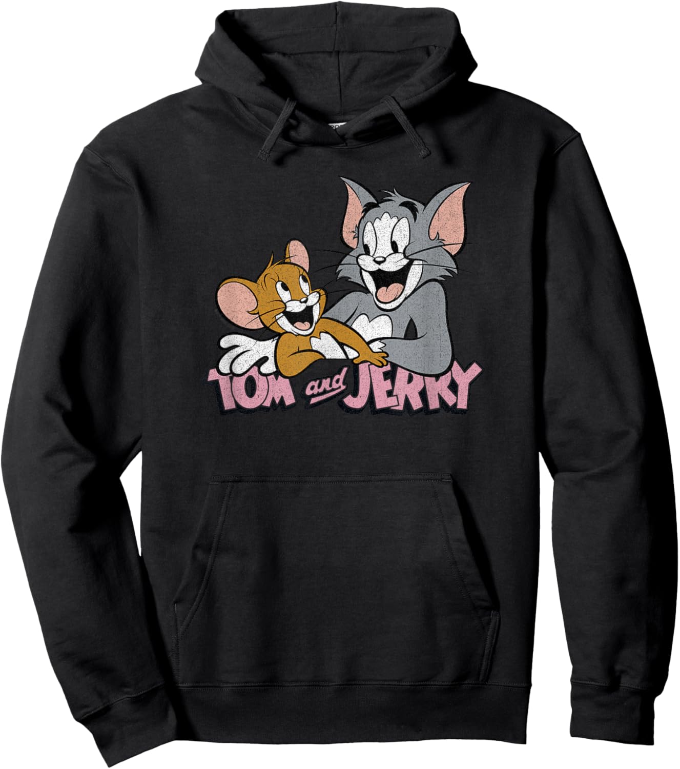 Tom and Jerry Pink Font Hoodie - Hoodie | Black