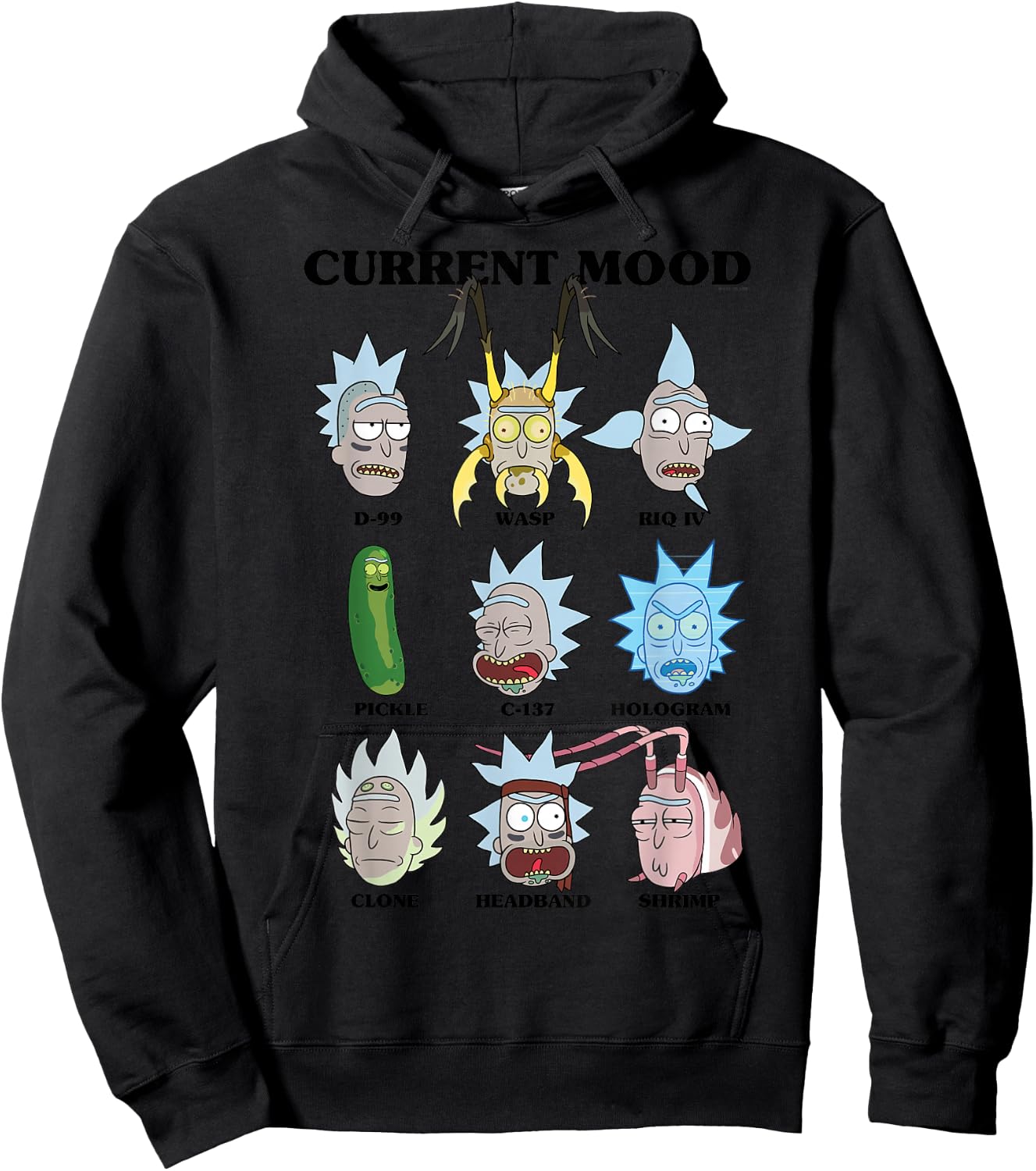 Rick and Morty Alternate Moods Adult Cartoon Fashion Hoodie - Hoodie | Black