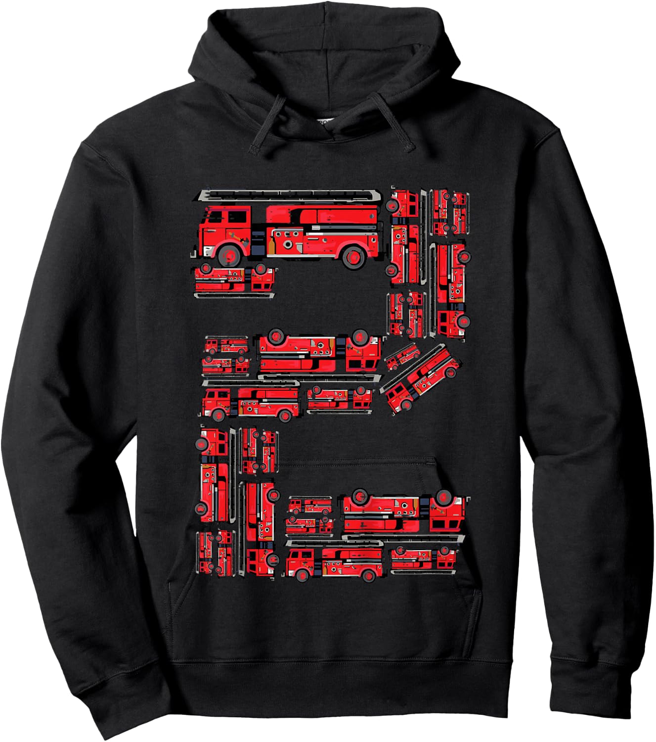 Kids 2nd Birthday Firetrucks 2 Years Old Bday Toddler Boys Kids Hoodie - Hoodie | Black