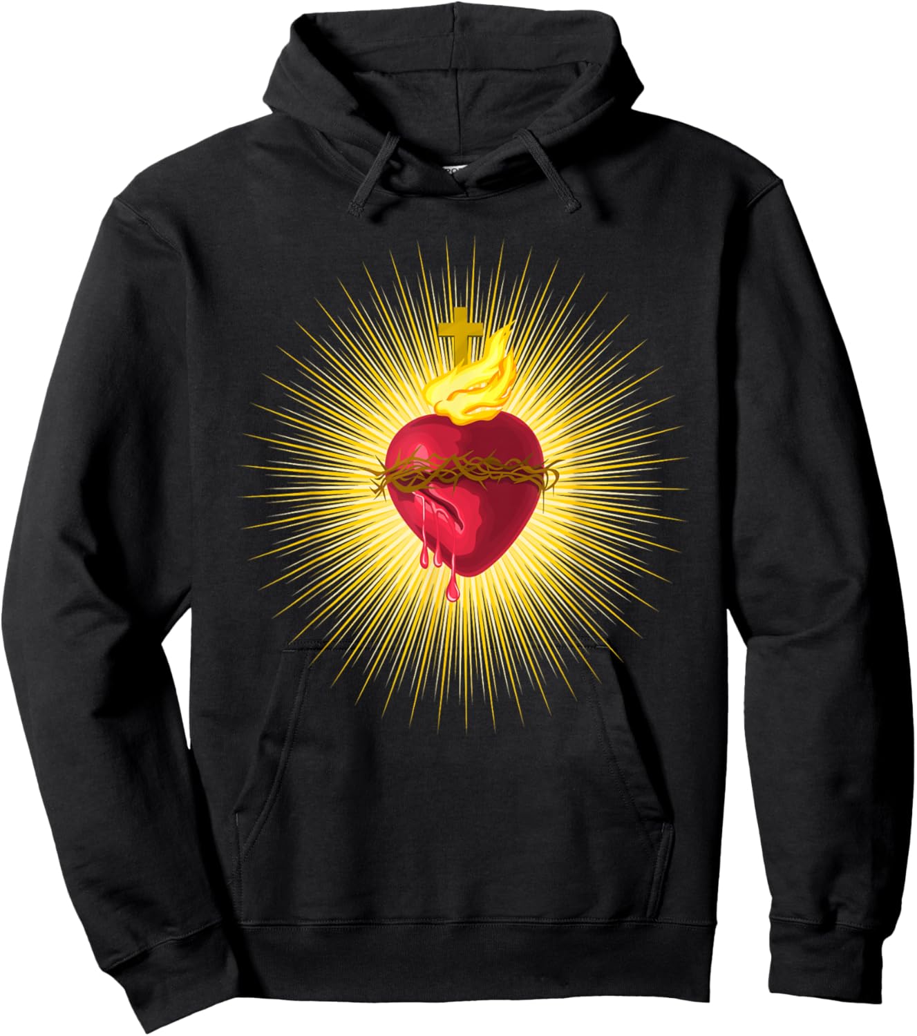 Sacred Heart of Jesus Catholic Art Traditional Latin Mass Hoodie - Hoodie | Black