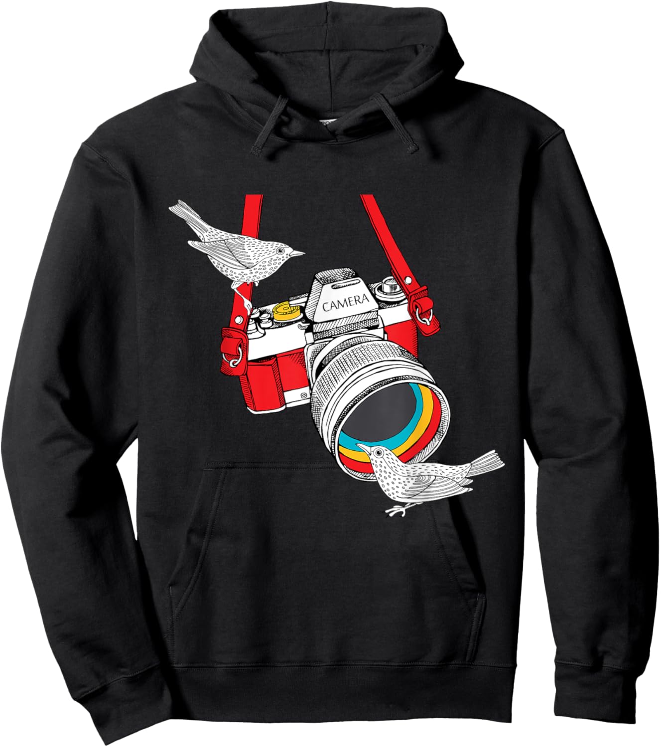 Birdology a Bird on a Vintage Camera for Bird Photographer Hoodie - Hoodie | Black