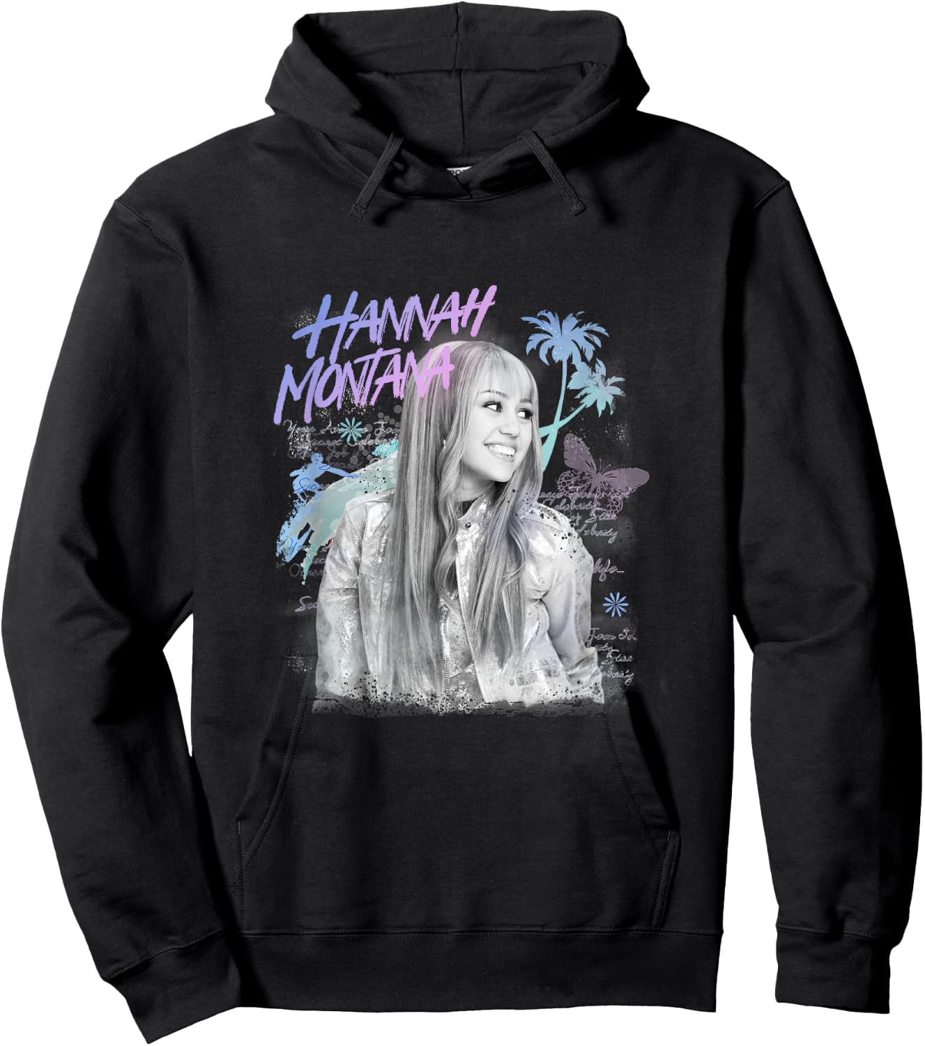 Disney Hannah Montana Iconic Teen Idol Big Chest Portrait Hoodie - Hoodie | Black