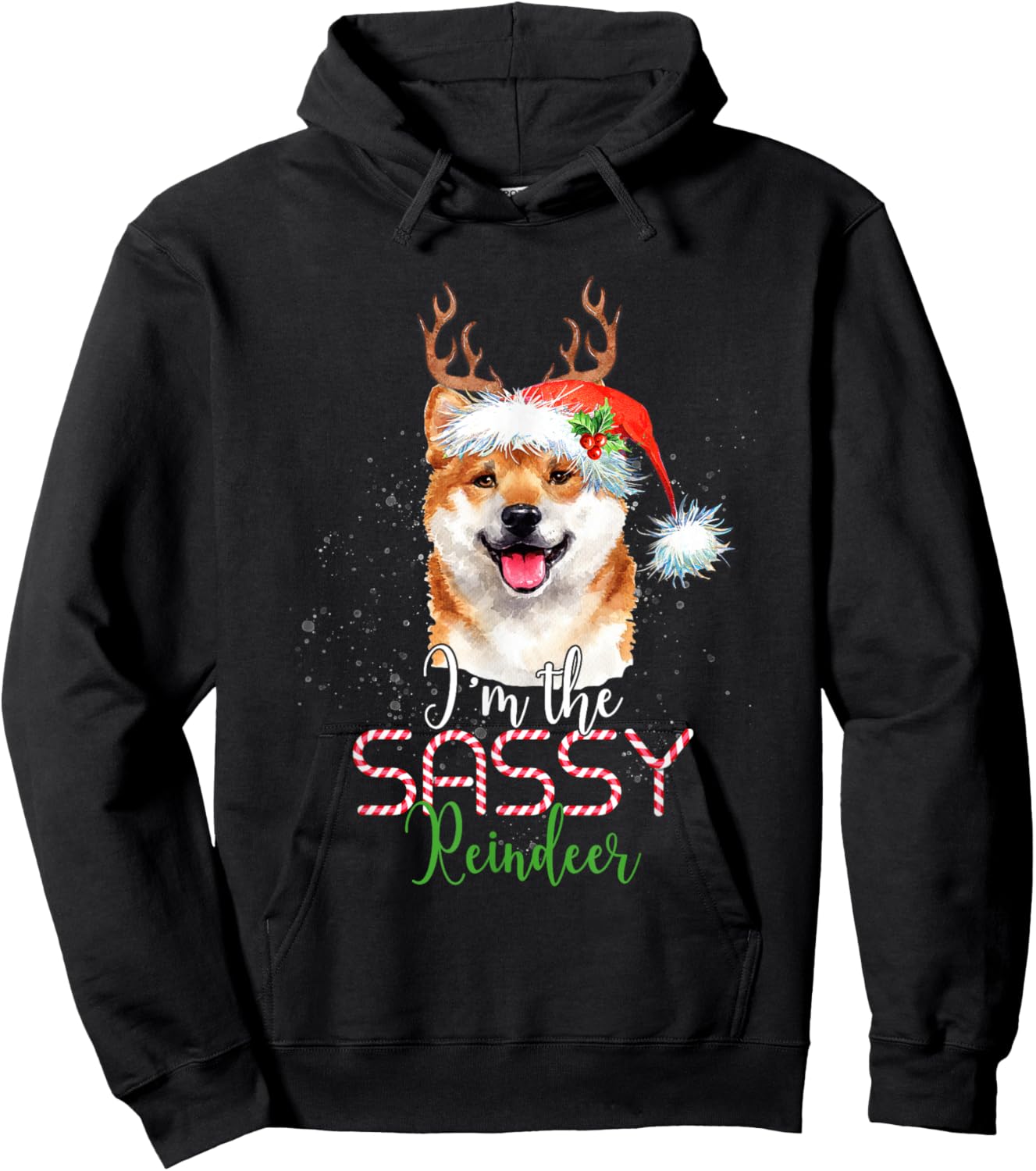 Shiba Inu Christmas I'm The Sassy Reindeer Dog Lover Hoodie - Hoodie | Black