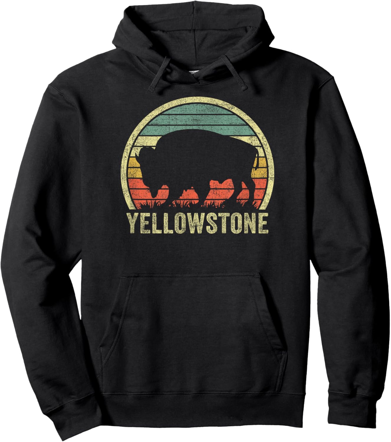Vintage Yellowstone Buffalo National Park Bison Souvenir Hoodie - Hoodie | Black