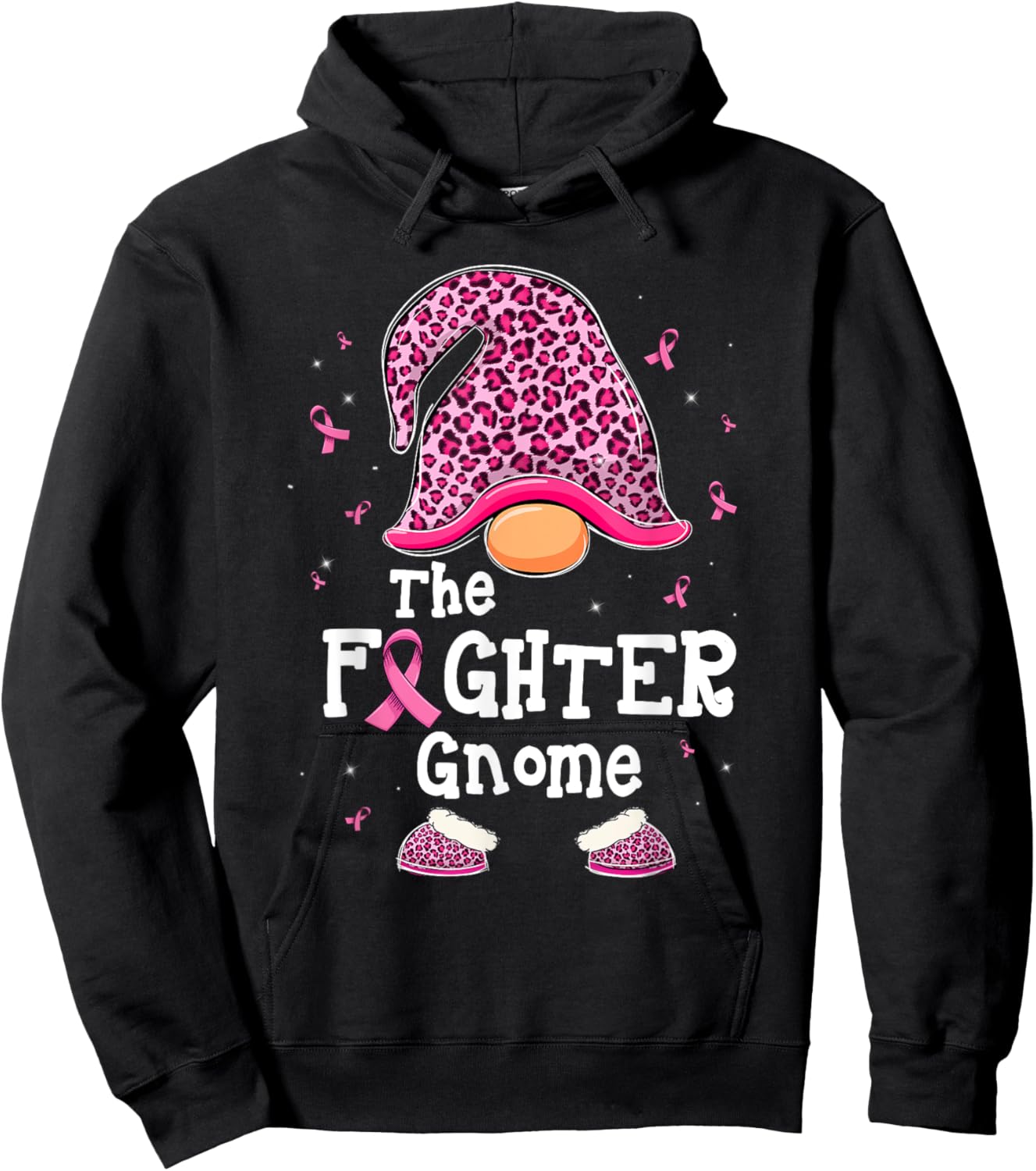 The Fighter Gnome Pink Warrior Breast Cancer Awareness Month Hoodie - Hoodie | Black