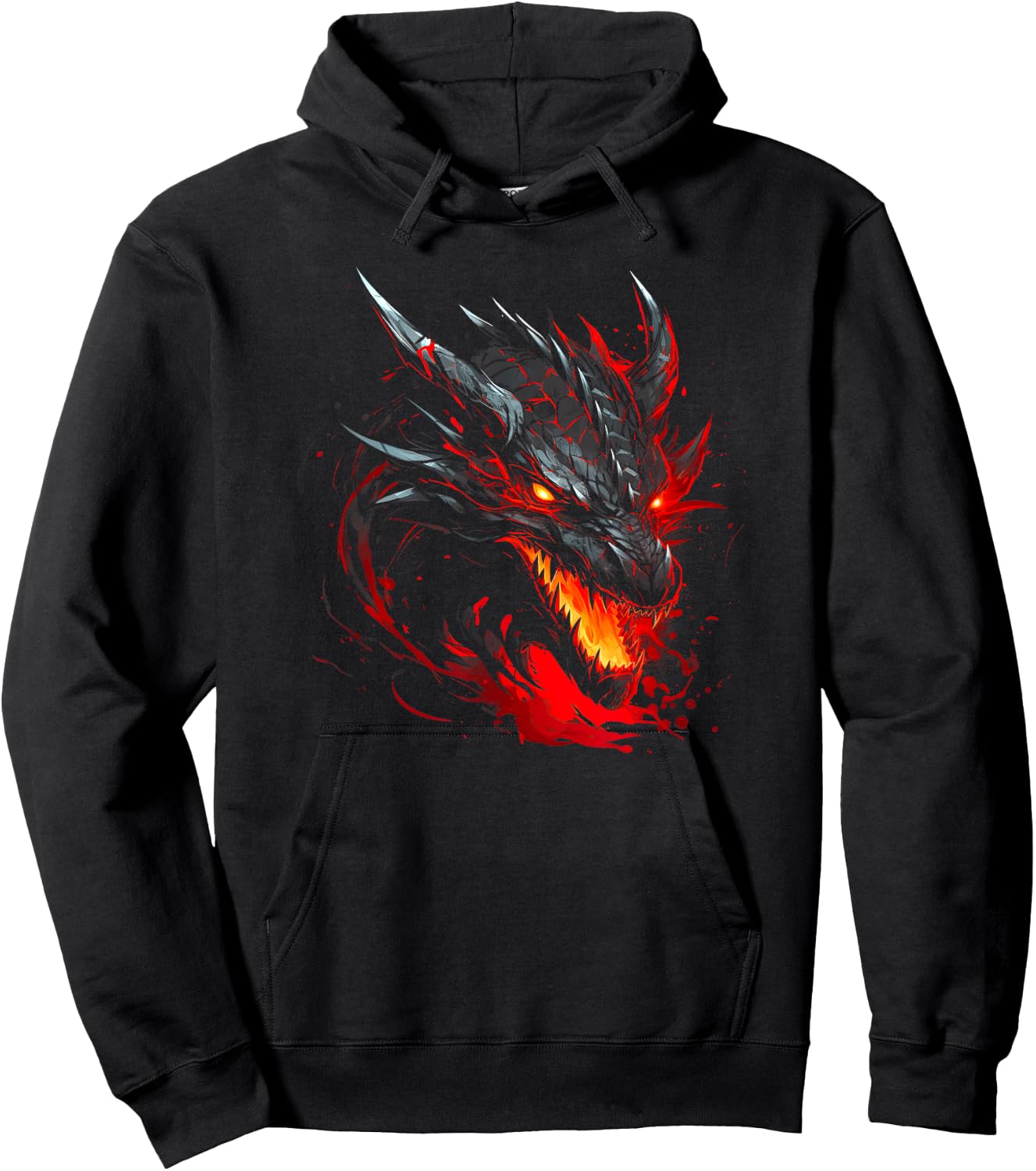 Red Chinese Firedrake Dragon - Dragon Print Art Hoodie - Hoodie | Black