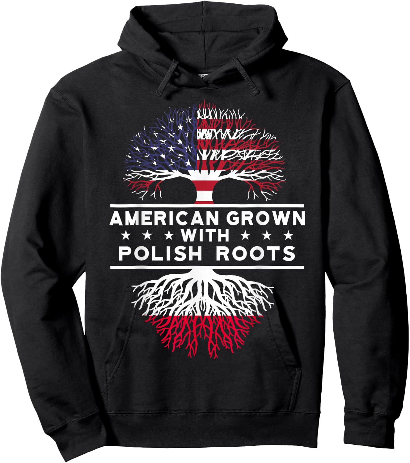American Grown with Polish Roots - Poland Hoodie - Hoodie | Black