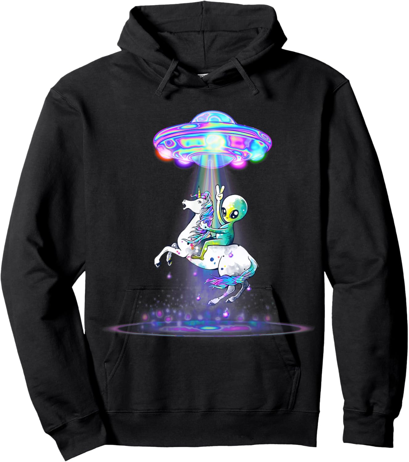 Funny UFO Alien Unicorn Galaxy Hoodie - Hoodie | Black
