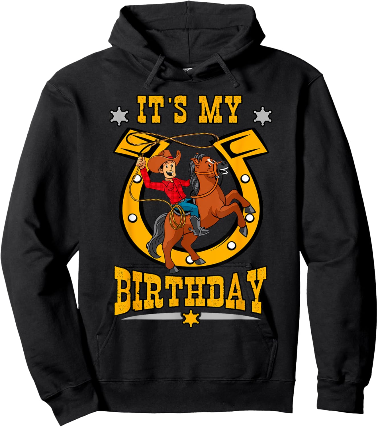 It's My Birthday Western Cowboy Boys Youth Kids Party Day Hoodie - Hoodie | Black