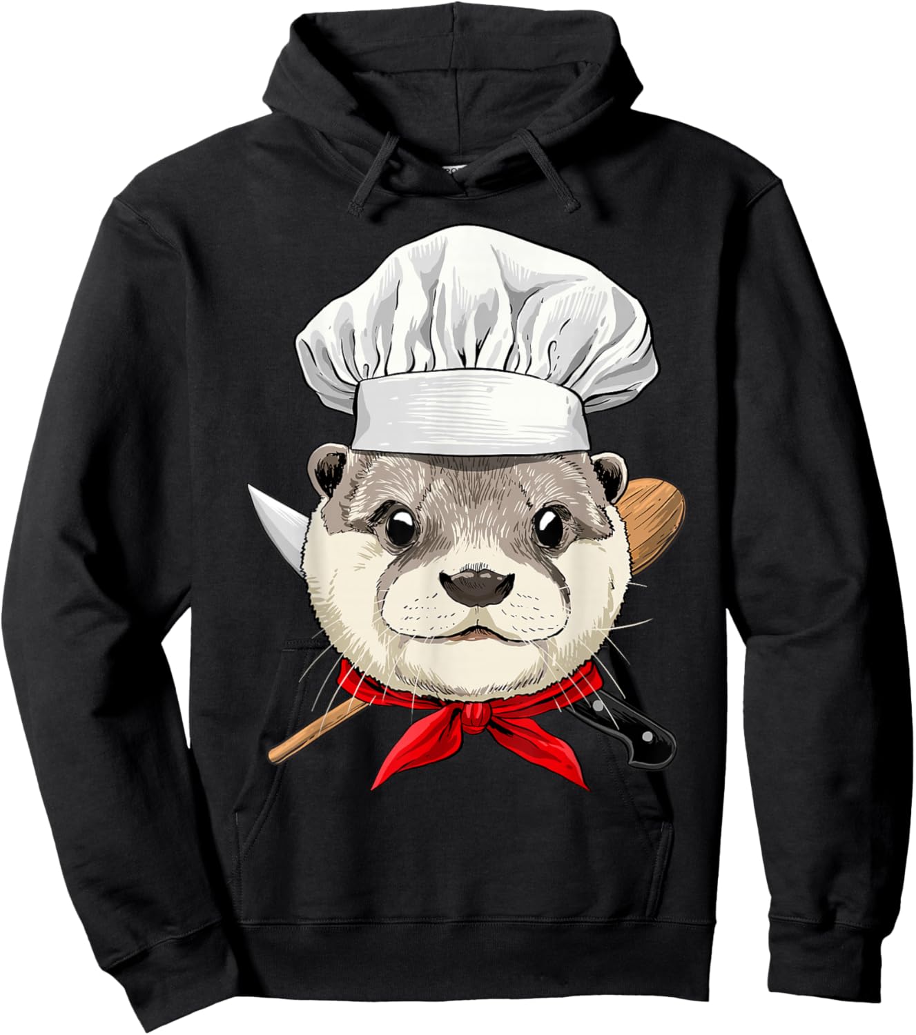 Otter Chef Wildlife Otter Aquatic Animal, Cooking Lover Hoodie - Hoodie | Black
