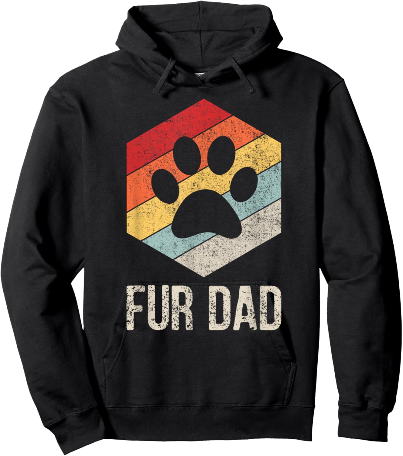 Funny Fur Dad Vintage Retro Dog and Cat Owner Hoodie - Hoodie | Black