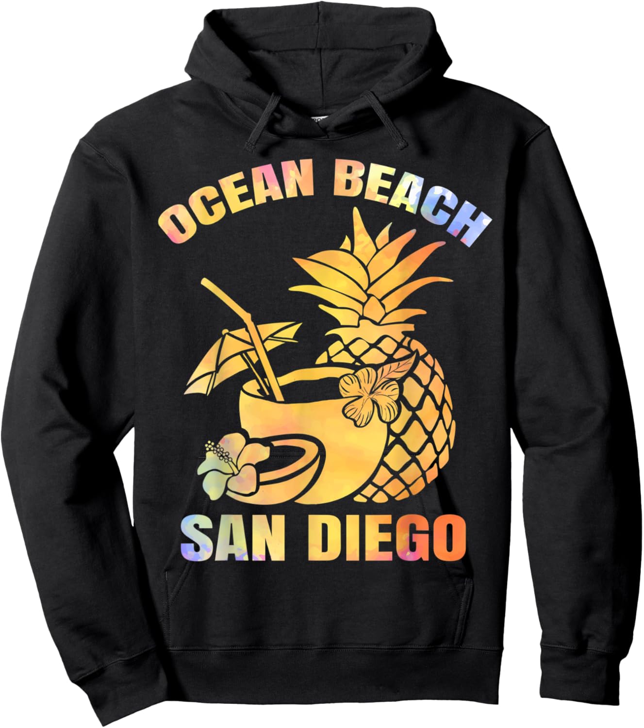 Summer Vacation Retro Sunset San Diego Ocean Beach Hoodie - Hoodie | Black
