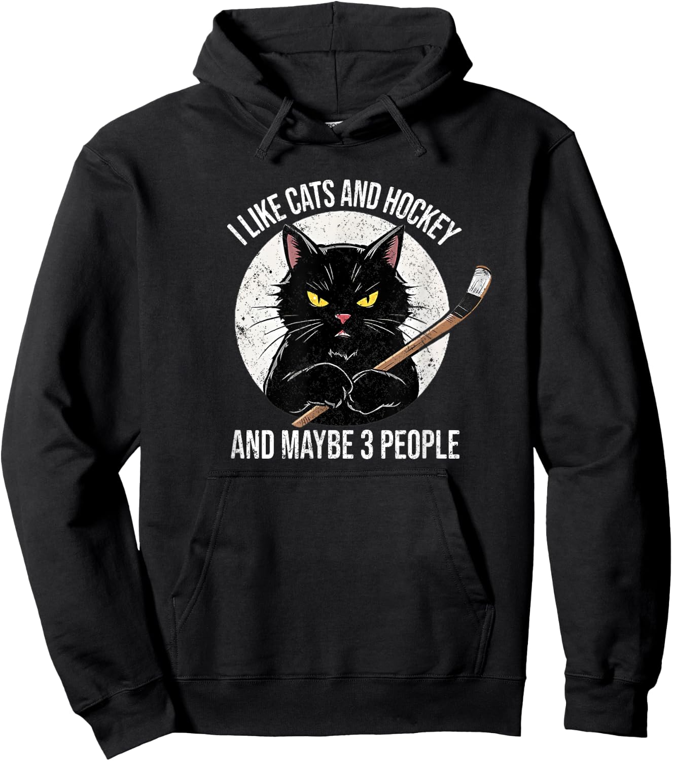 I like cats and hockey and maybe 3 people Hoodie - Hoodie | Black