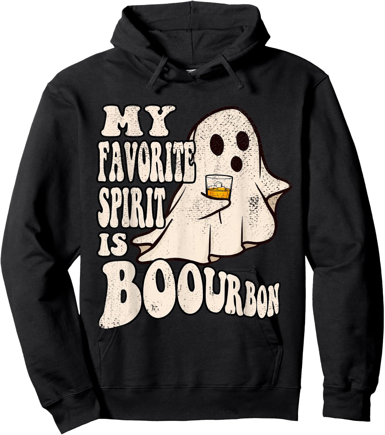 My Favorite Spirit is Boourbon Funny Ghost Halloween Costume Hoodie - Hoodie | Black