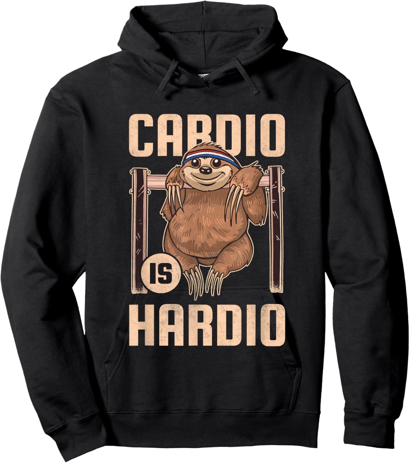 Cardio is Hardio, Sloth Fitness Hoodie - Hoodie | Black