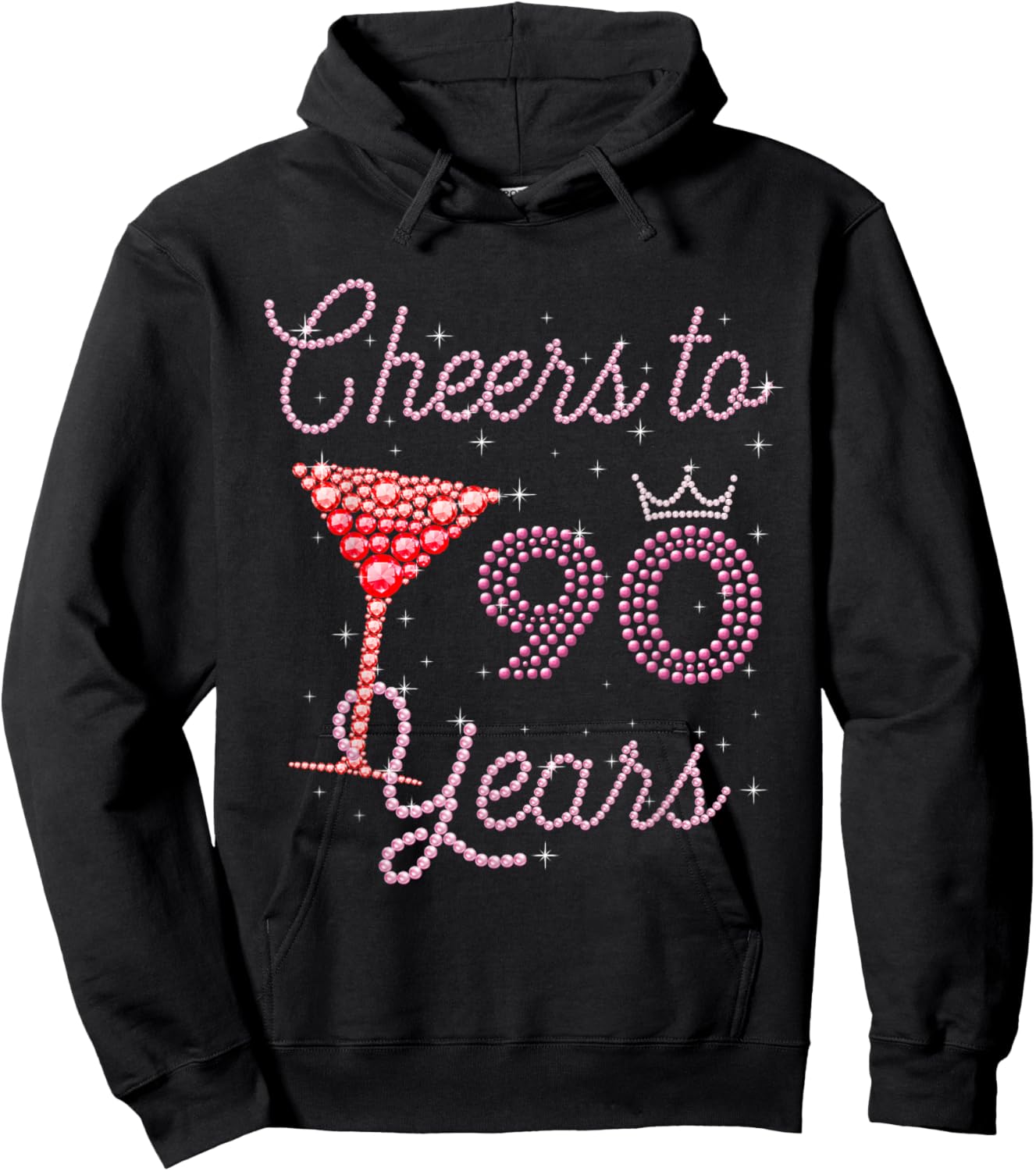 Cheers to 90 Years 90th Birthday 90 Years Old Bday Hoodie - Hoodie | Black