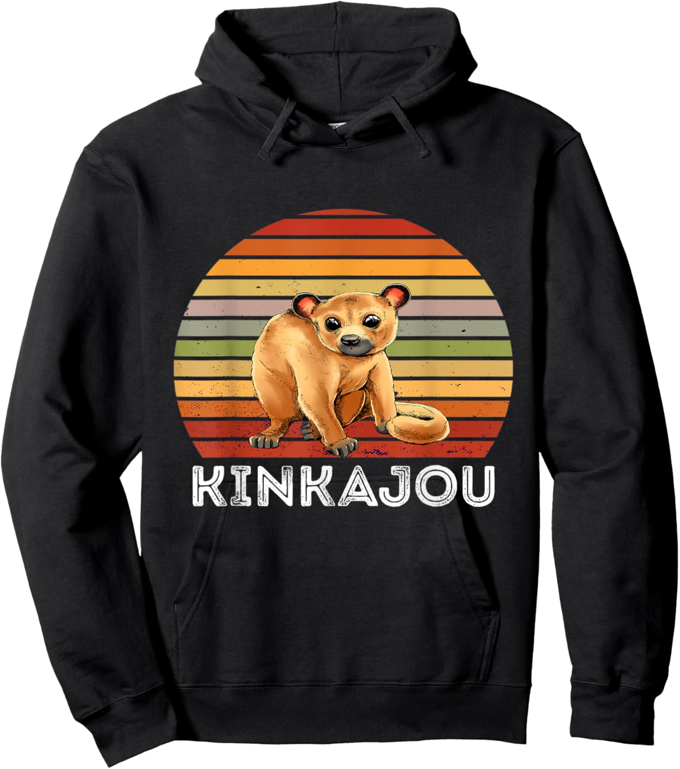 Kinkajou Retro Vintage Prehensile Animal Night Walker Hoodie - Hoodie | Black