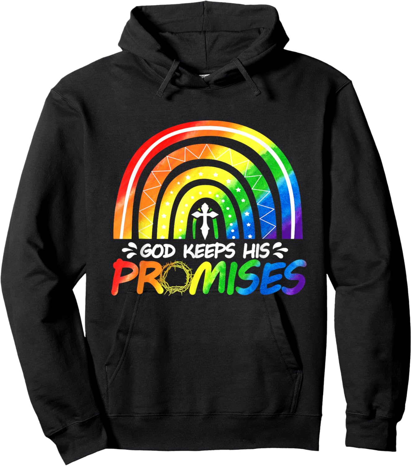 God Keeps His Promise Rainbow Christian Bible Noah Hoodie - Hoodie | Black