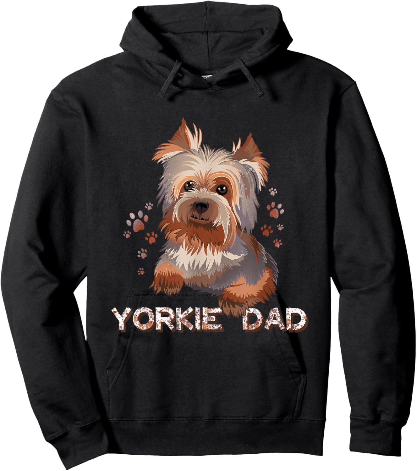 Cute Yorkie Dad Illustration Yorkshire Terrier Lover Hoodie - Hoodie | Black