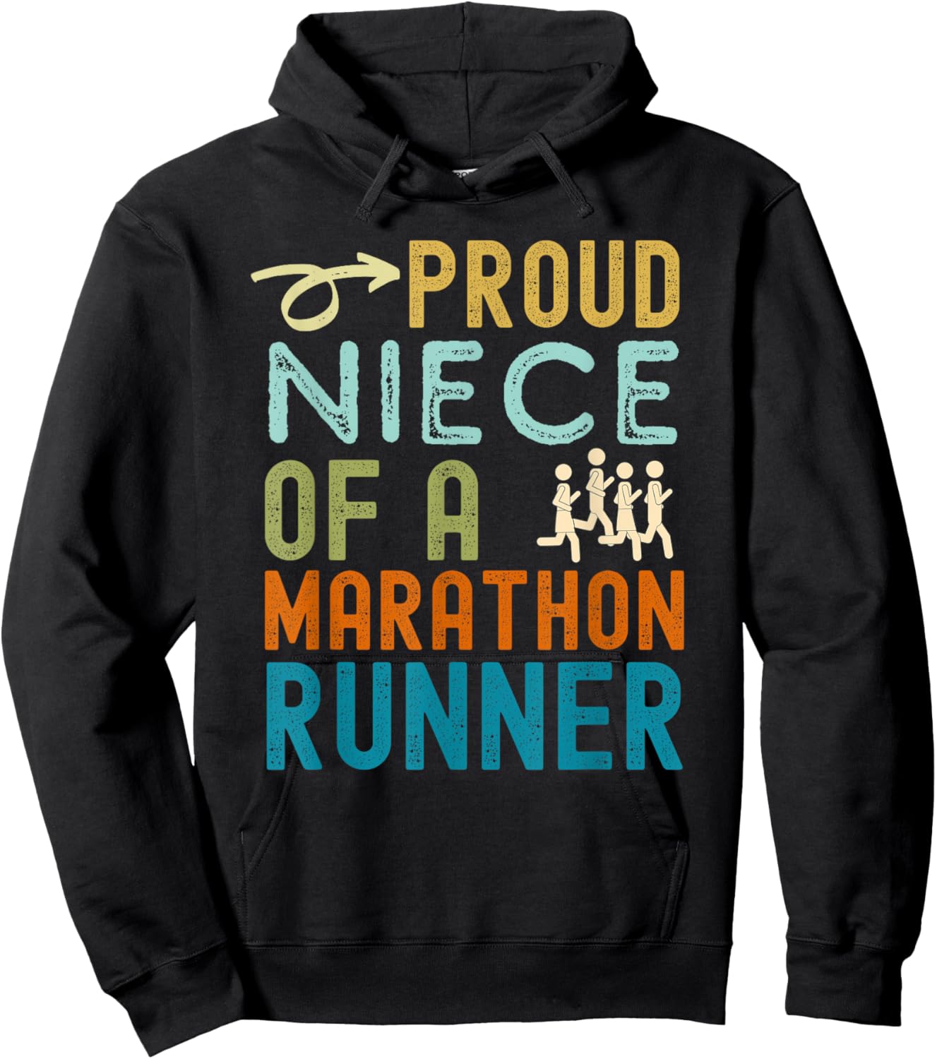 Proud niece of a marathon runner retro vintage distressed Hoodie - Hoodie | Black