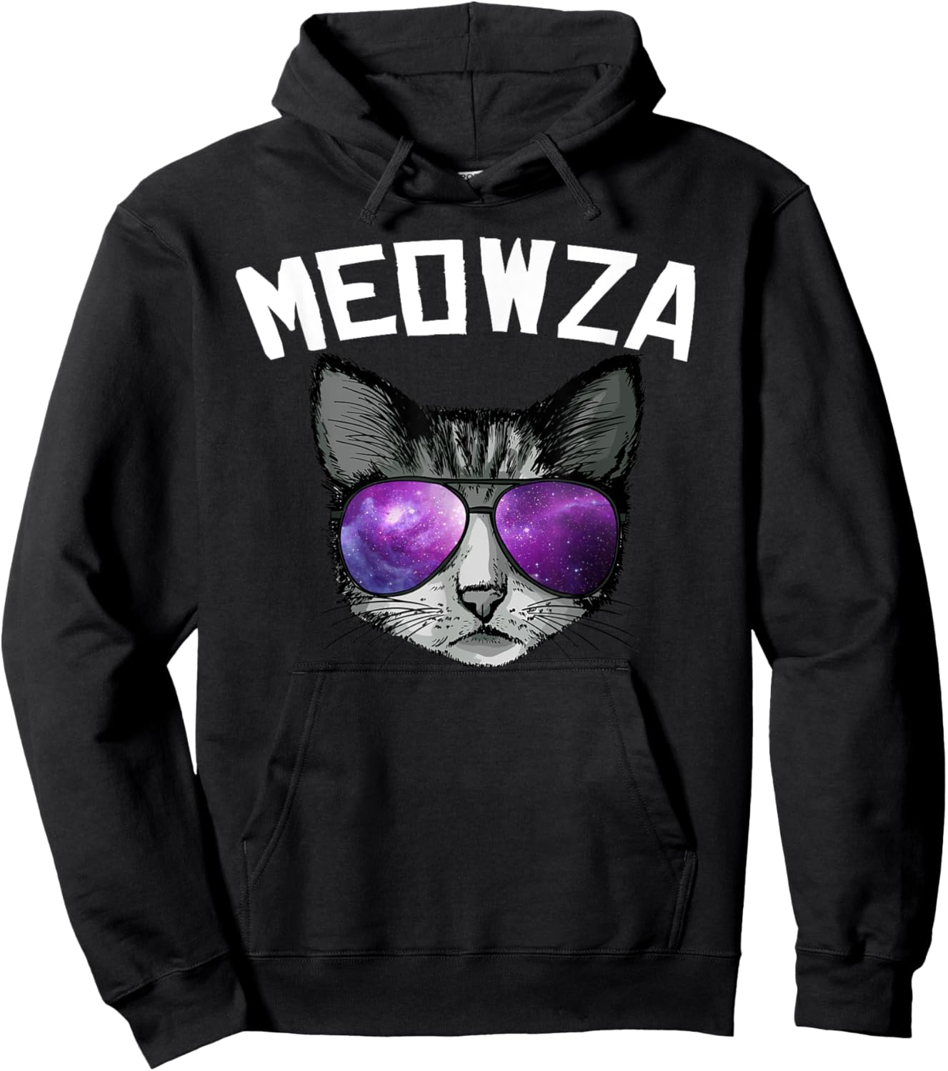 Meowza cool Space cat with sunglasses Men Women Kids Hoodie - Hoodie | Black