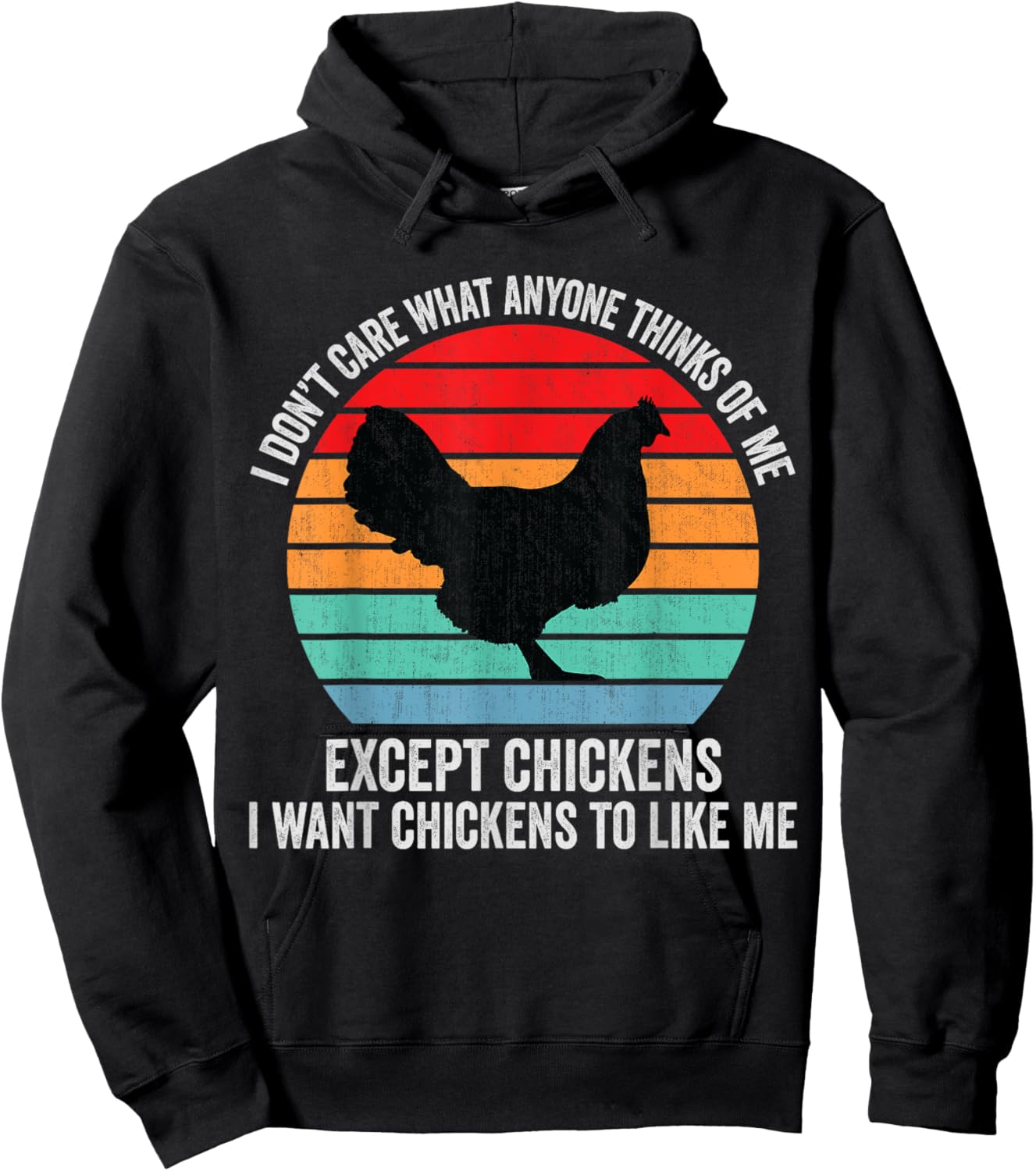 I Don't Care What Anyone Thinks Of Me Except Chicken Funny Hoodie - Hoodie | Black