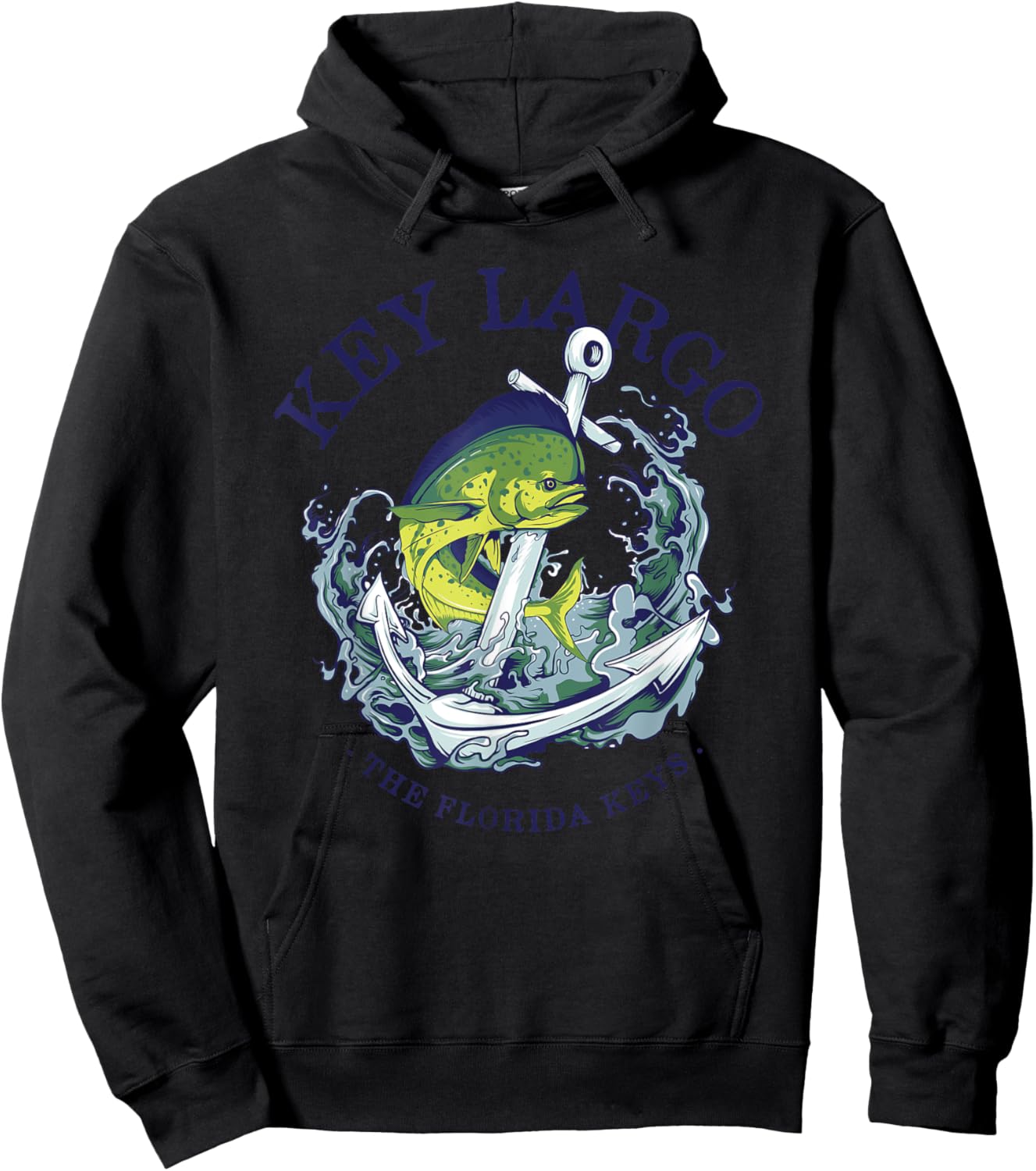 Vintage Mahi Mahi Key Largo Florida Hoodie - Hoodie | Black