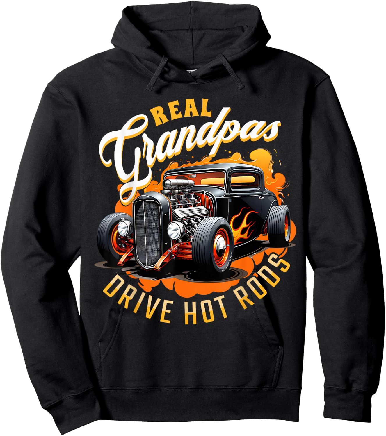 Real Grandpas Drive Hot Rods - Vintage Hot Rod Hoodie - Hoodie | Black