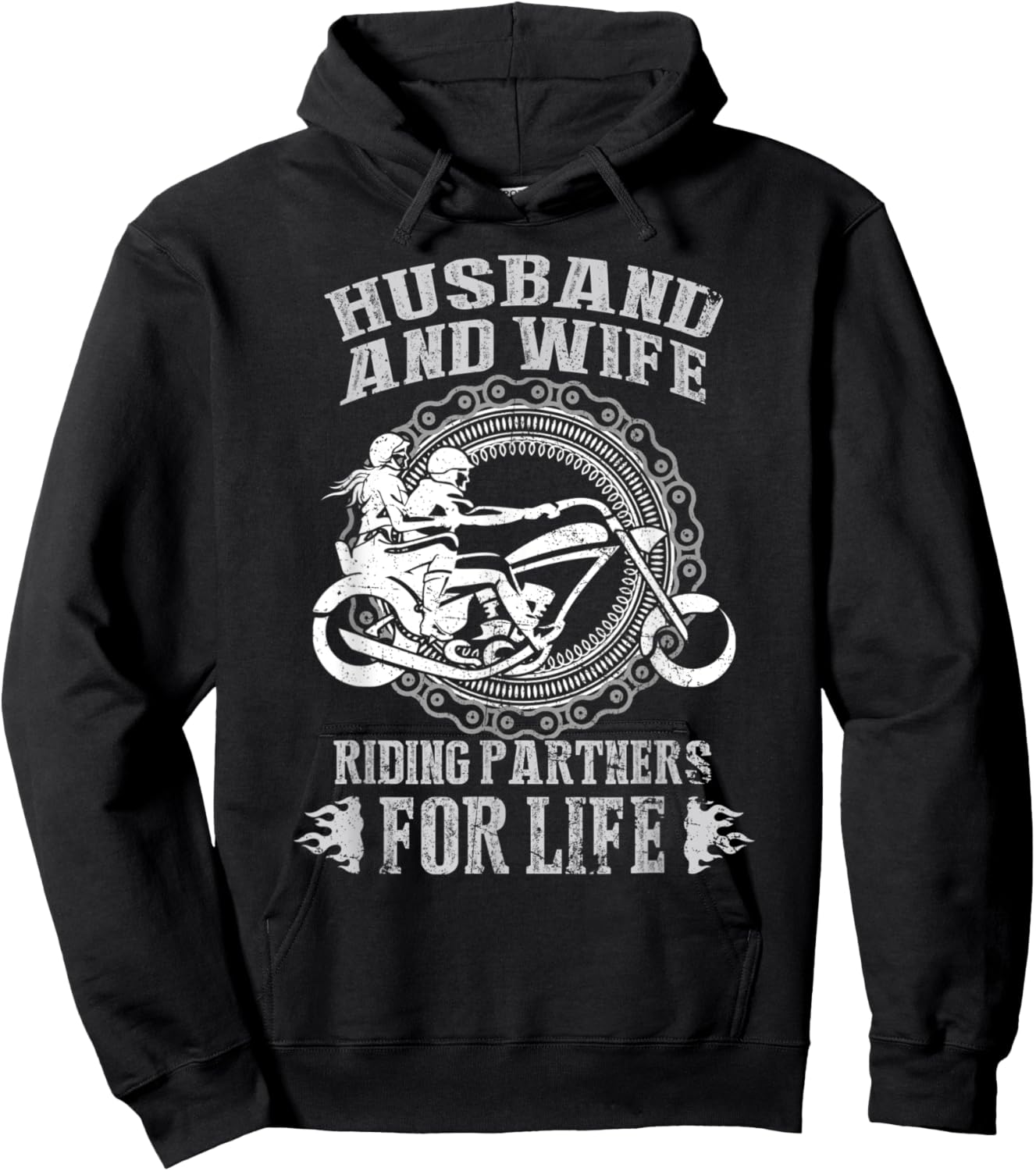 Husband And Wife Riding Partners For Life Hoodie - Hoodie | Black