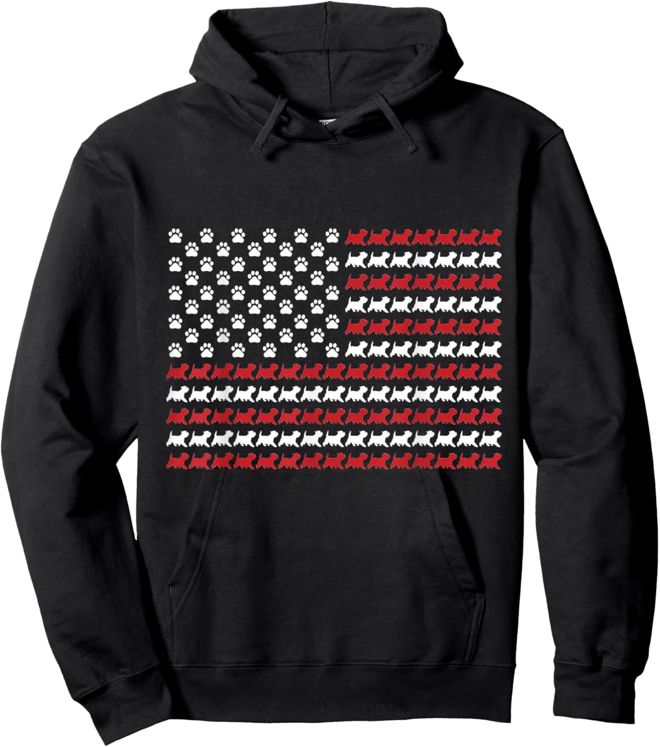 Westie 4th of July Dog Paw Print American Flag Hoodie - Hoodie | Black