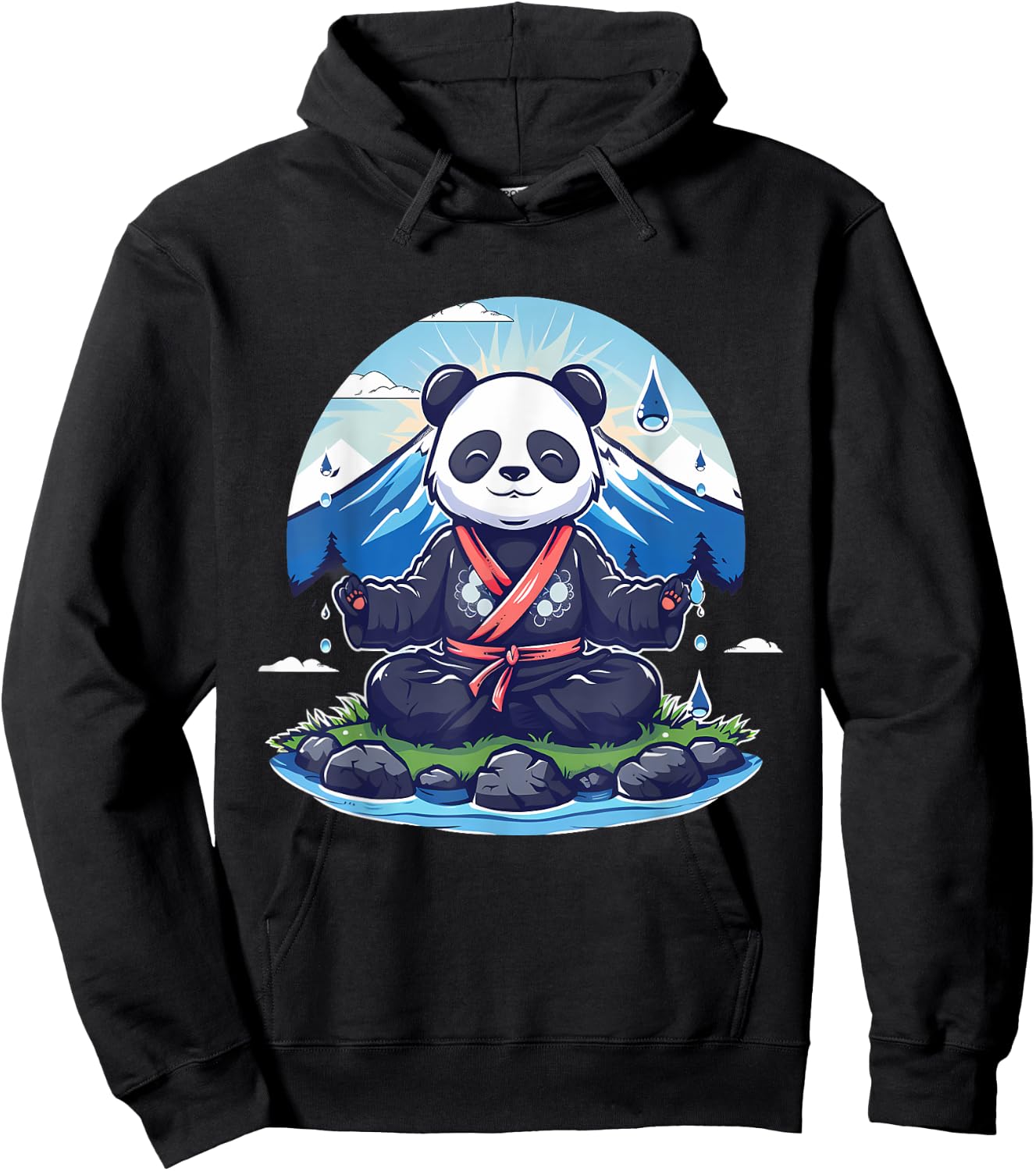 Meditation Panda Bear Drawing Spiritual Yoga Zen Buddha Hoodie - Hoodie | Black