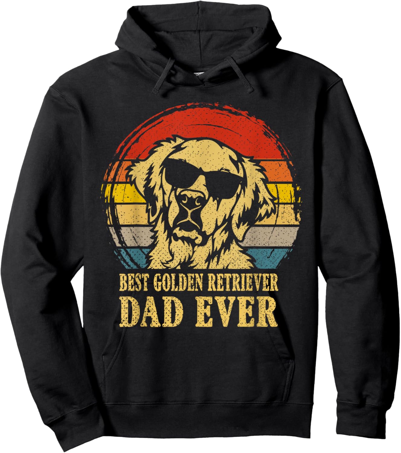 Vintage Best Golden Retriever Dad Ever I Love My Dog Women Kids Hoodie - Hoodie | Black