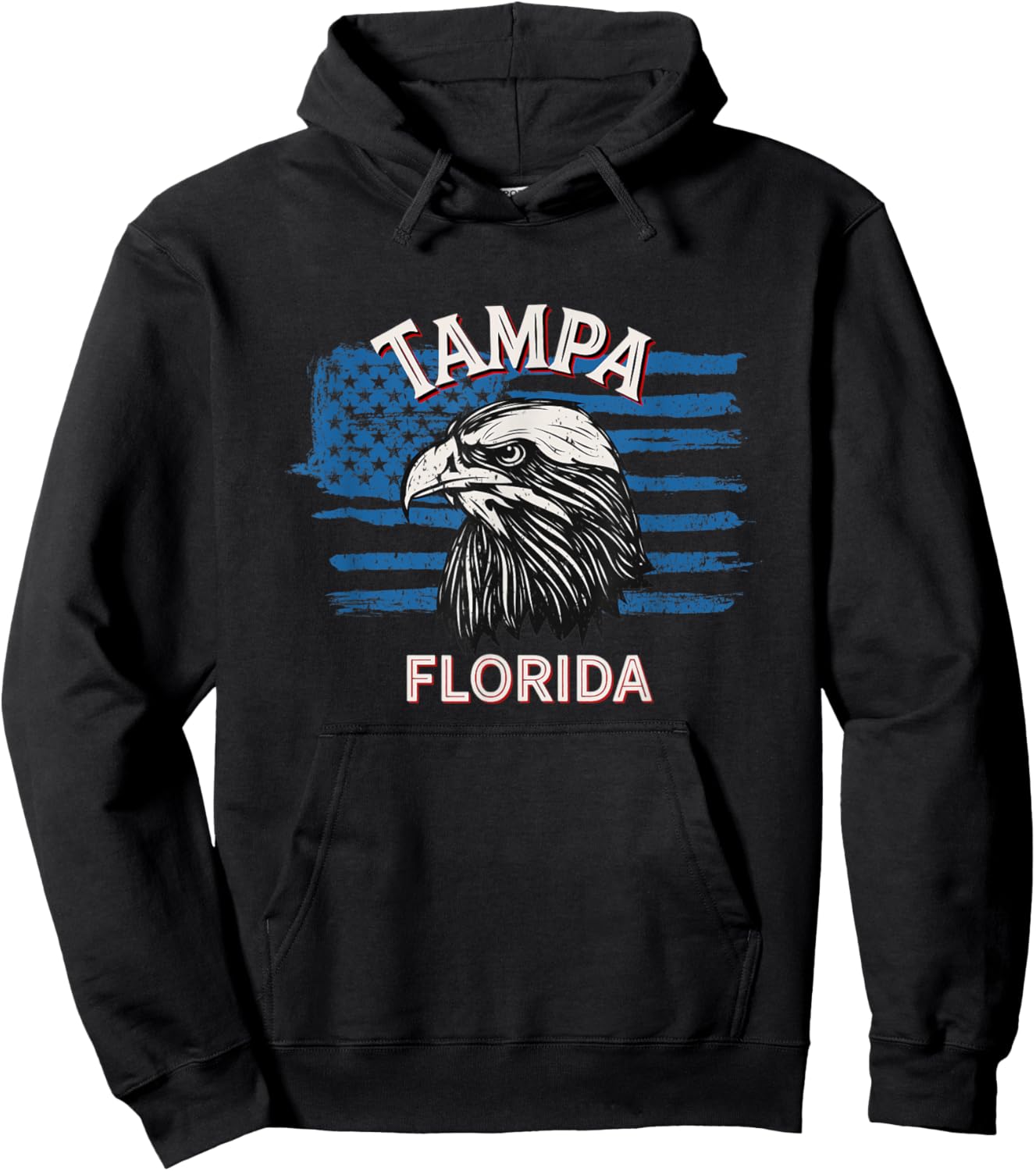 Retro Eagle USA Flag Florida - Vintage Tampa Men Hoodie - Hoodie | Black