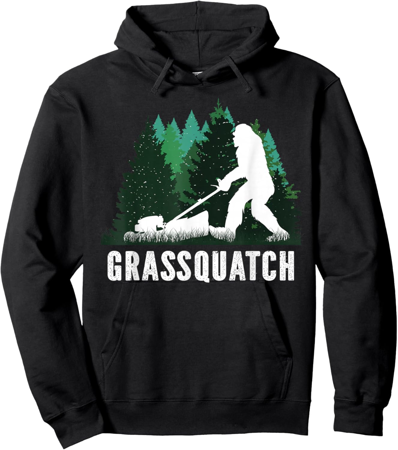 Lawn Mower Mowing Dad Landscaper Bigfoot Yeti Sasquatch Hoodie - Hoodie | Black