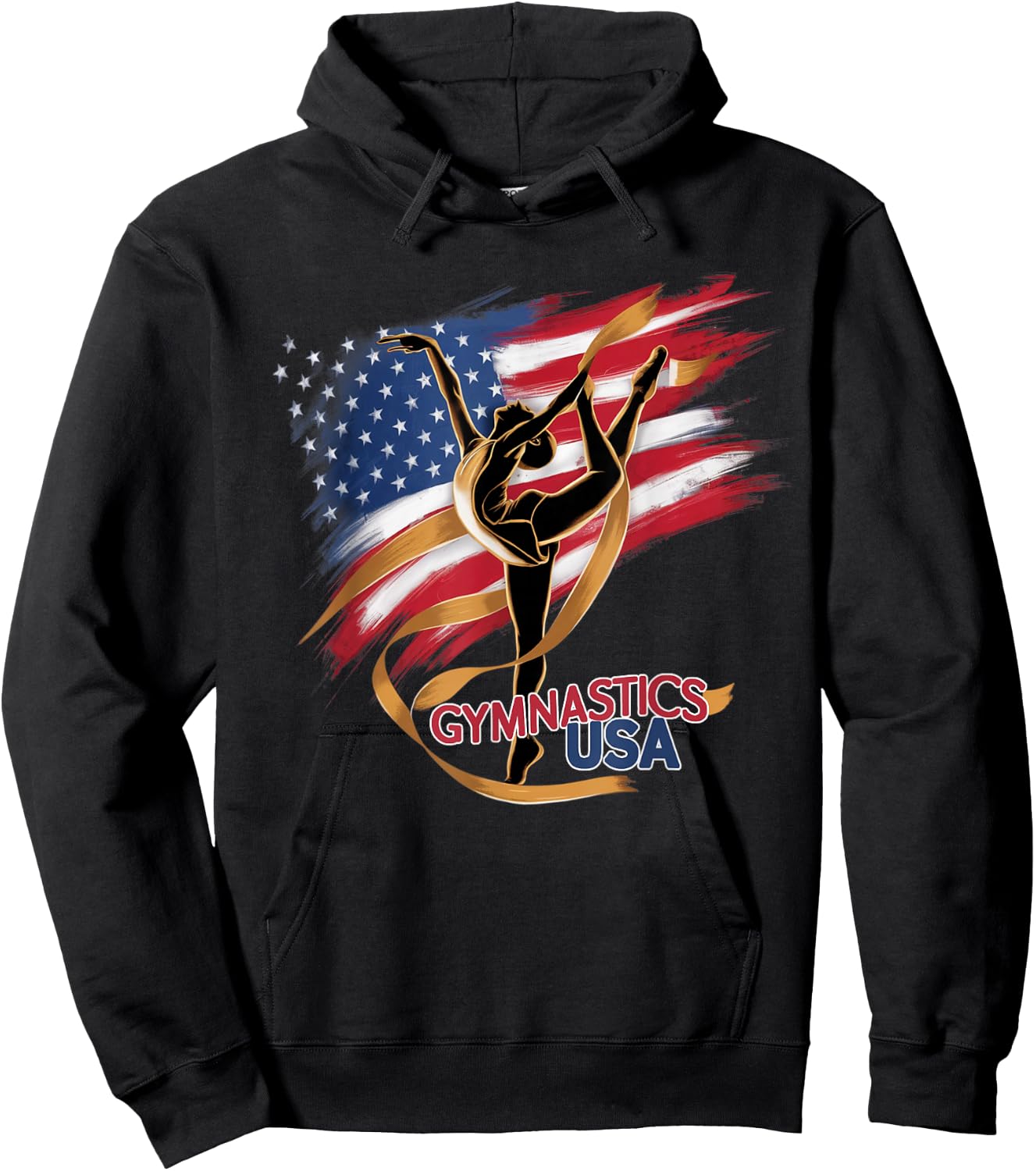 Gymnastics USA Support the Team Sport American Flag Lover Hoodie - Hoodie | Black