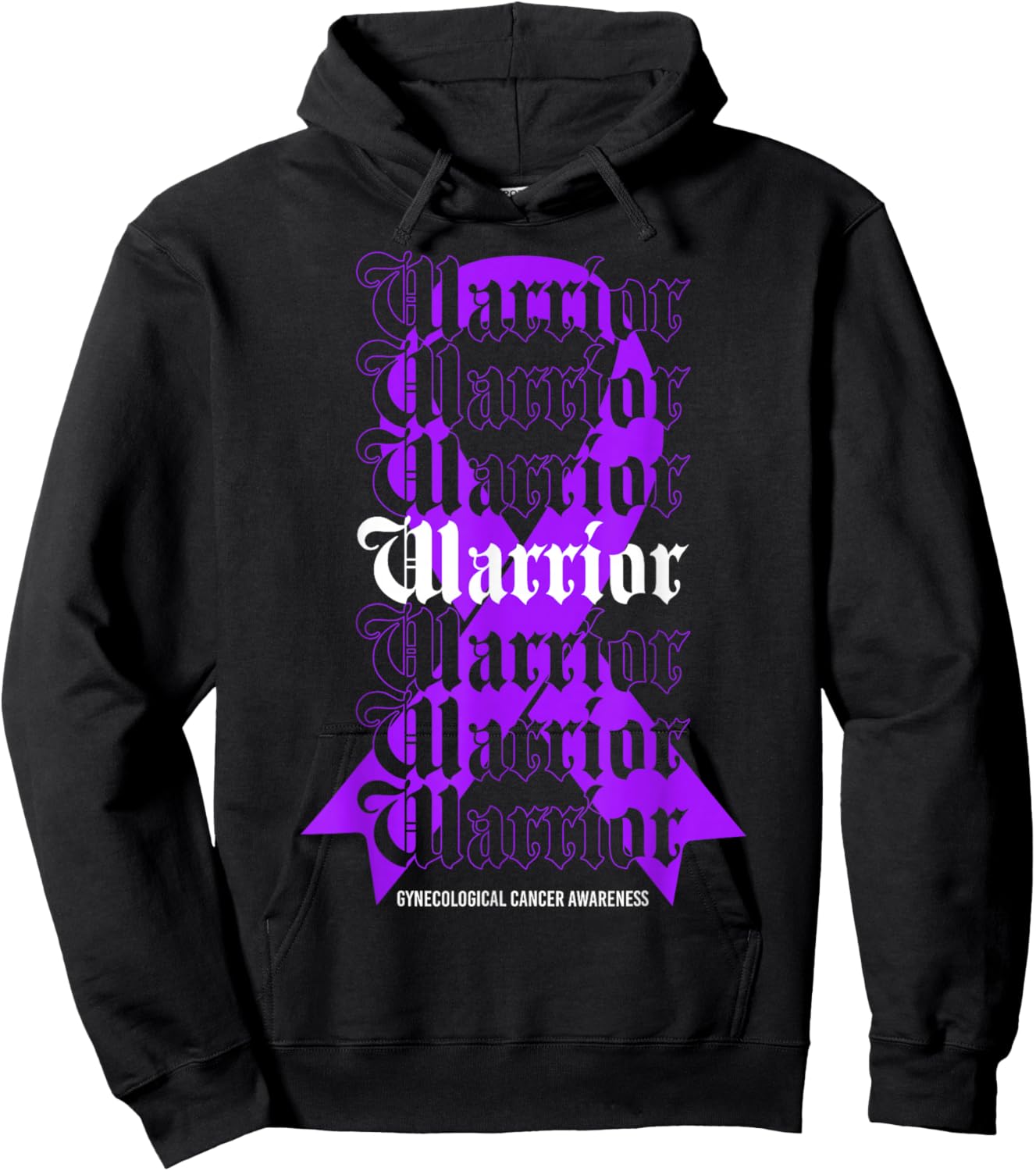 Gynecological Cancer Awareness Warrior Purple Ribbon Hoodie - Hoodie | Black