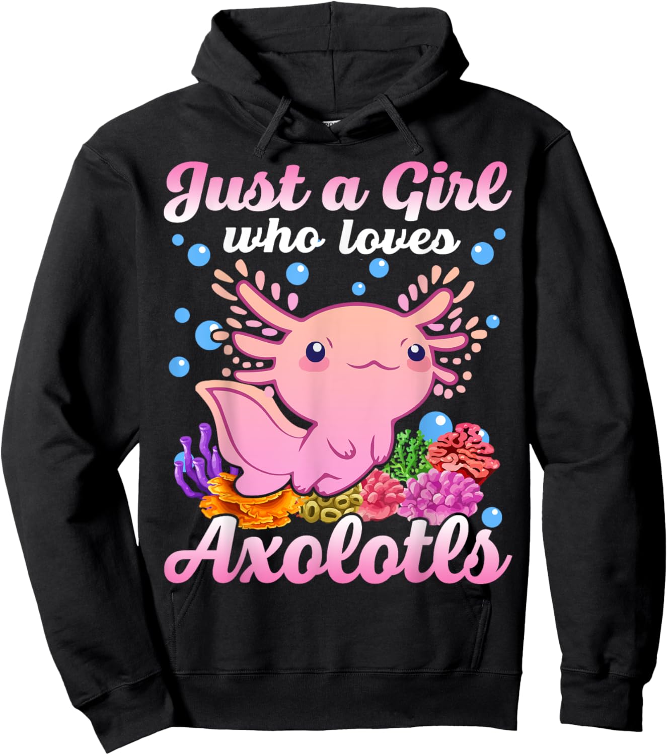 Just A Girl Who Loves Axolotls Kids Youth Pink Salamander Hoodie - Hoodie | Black