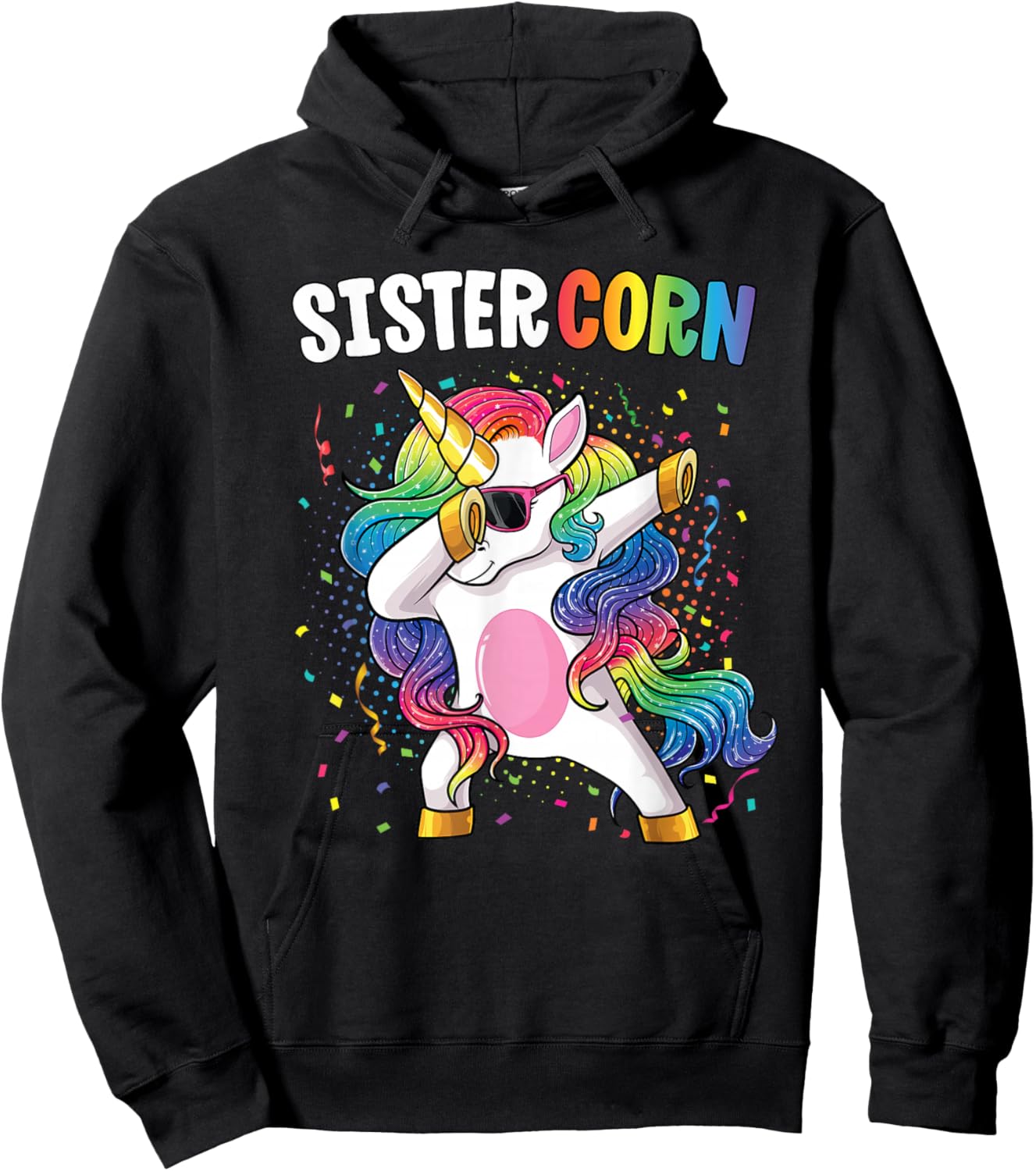 Sistercorn Girls' Shirt Unicorn Birthday Dabbing Sister Hoodie - Hoodie | Black