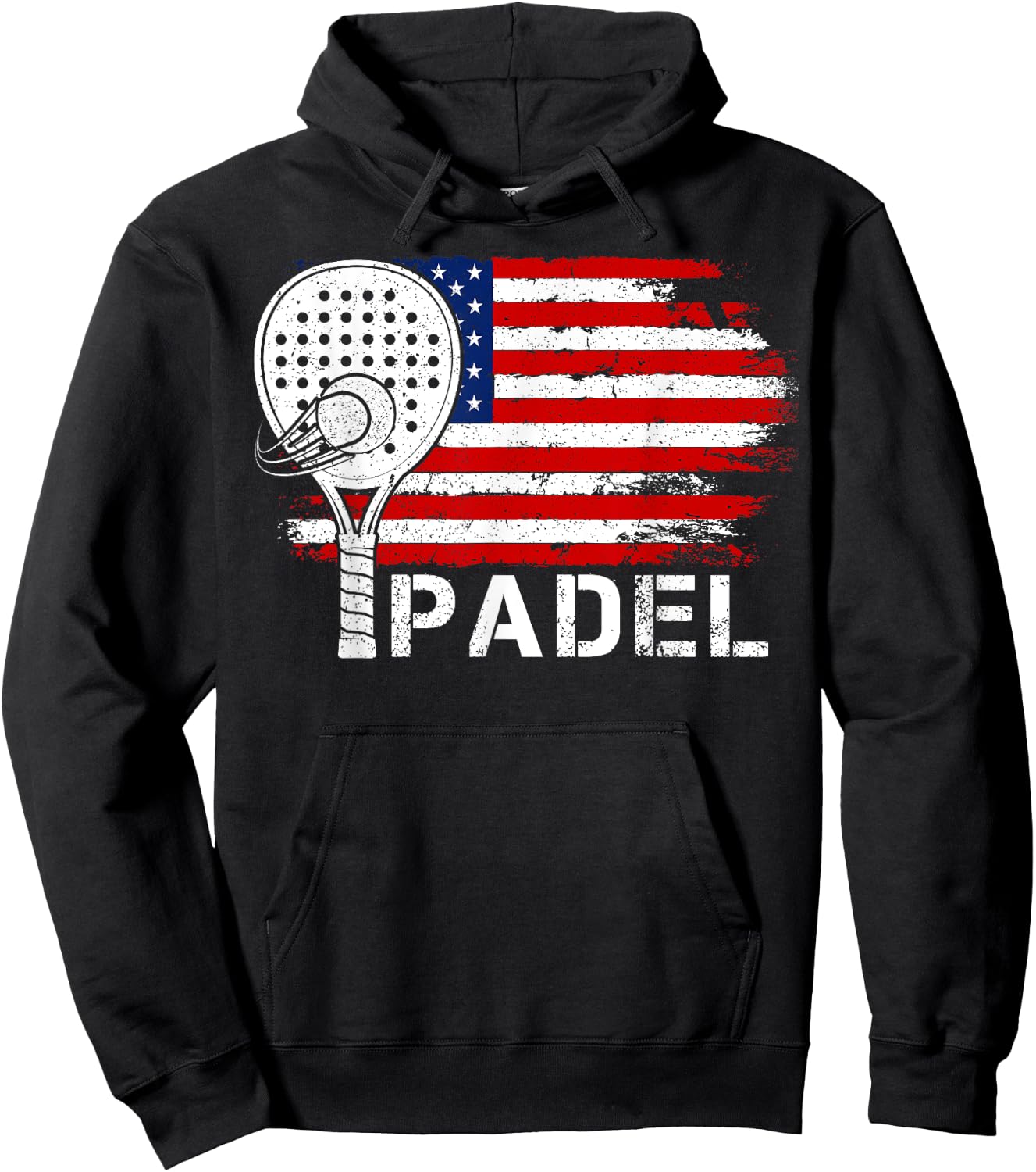 Padel Shirt American Flag Padel Player 4th Of July Men Dad Hoodie - Hoodie | Black