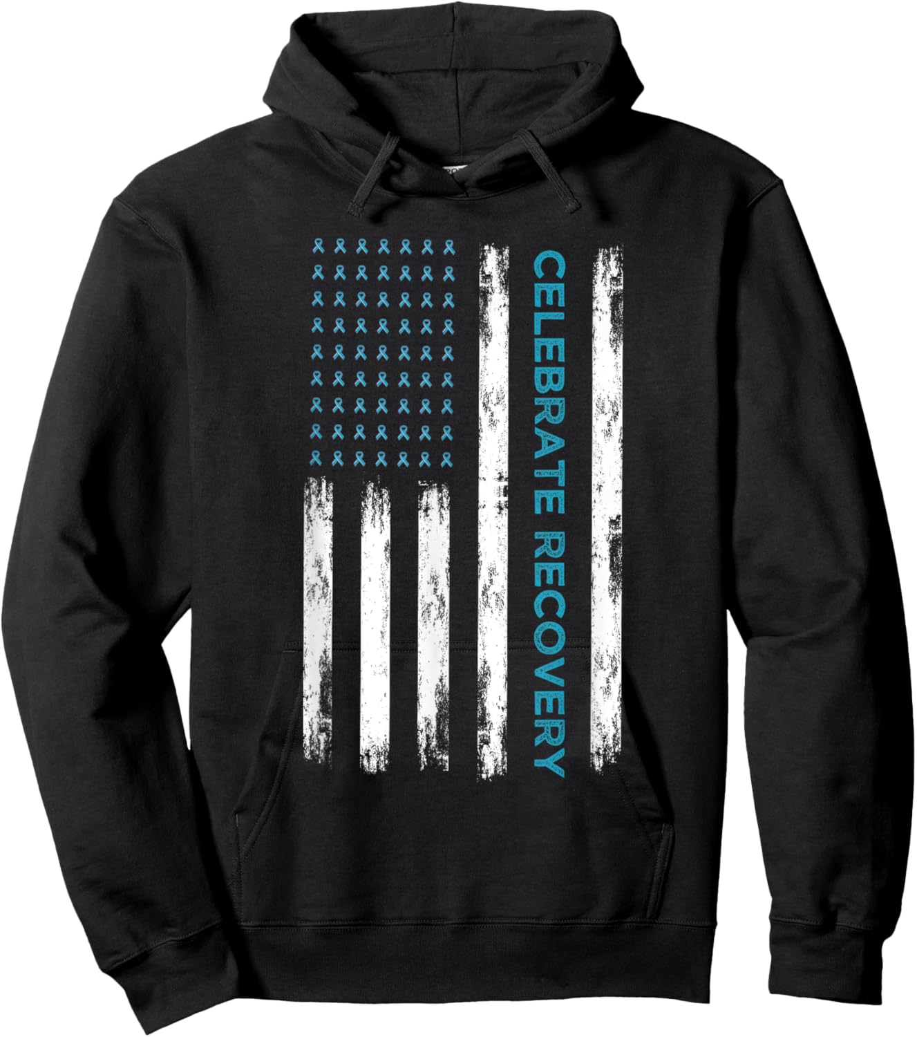 Drug Alcohol Addiction Recovery Celebrate Recovery USA Flag Women Men Hoodie - Hoodie | Black