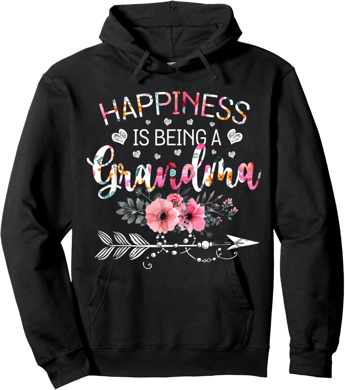 Happiness is being a Grandma Announcement Mothers Day Hoodie - Hoodie | Black