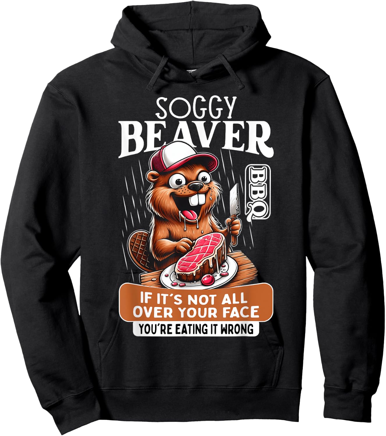 Soggy Beaver Barbecue BBQ Dirty Funny Humor Beaver Lover Hoodie - Hoodie | Black