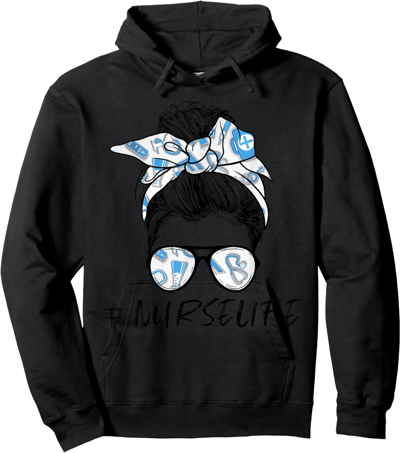 Messy Bun Nurse Life for Registered Nurse Nurse's Day Hoodie - Hoodie | Black